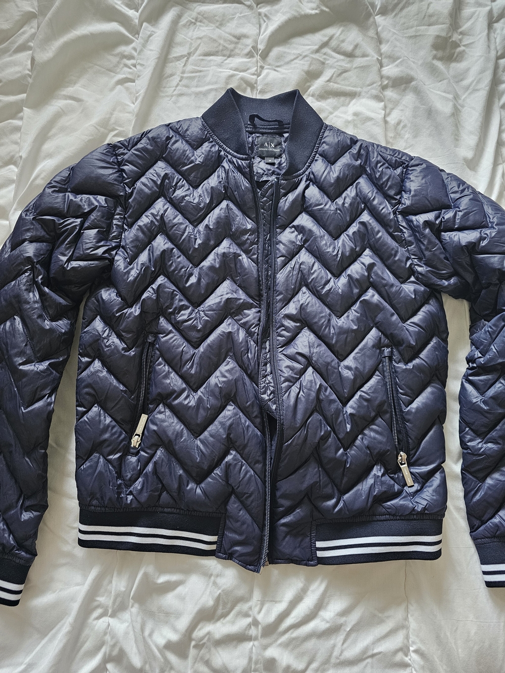 A/X Armani Exchange Men's Navy Quilted Bomber Jacket
